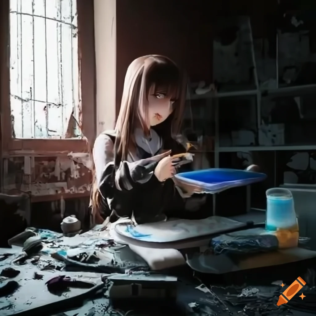 anime girl in a chemistry lab on Craiyon