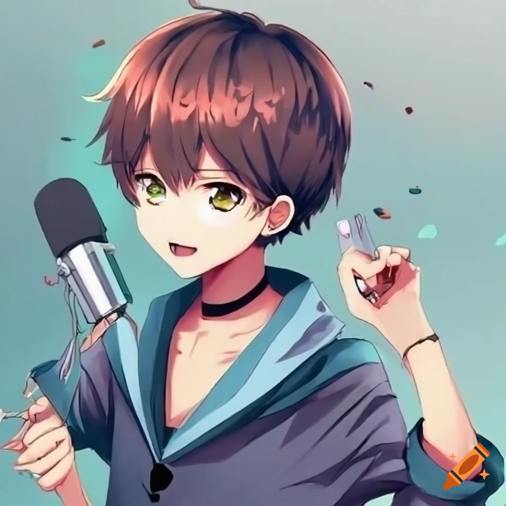Anime boy singing on Craiyon