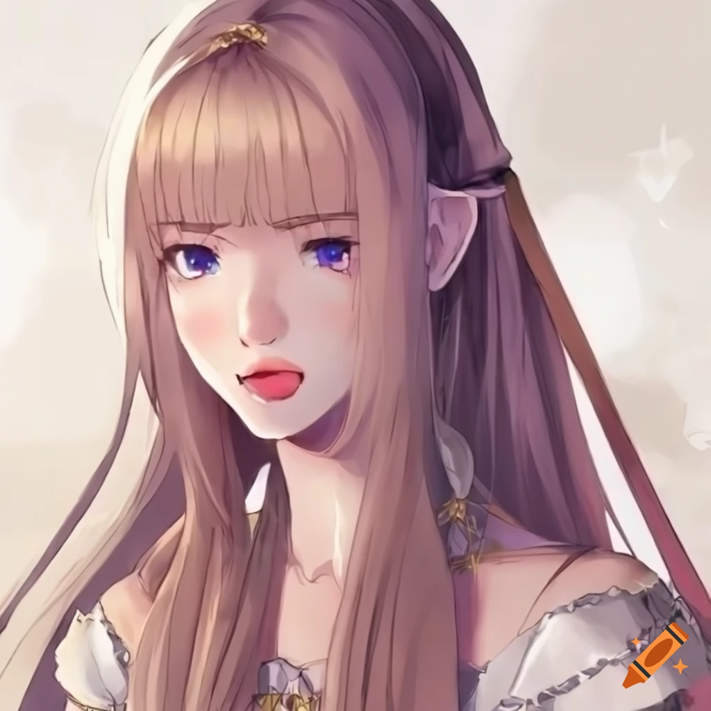 Girl, protruding tongue, medieval dress, anime style, hd on Craiyon