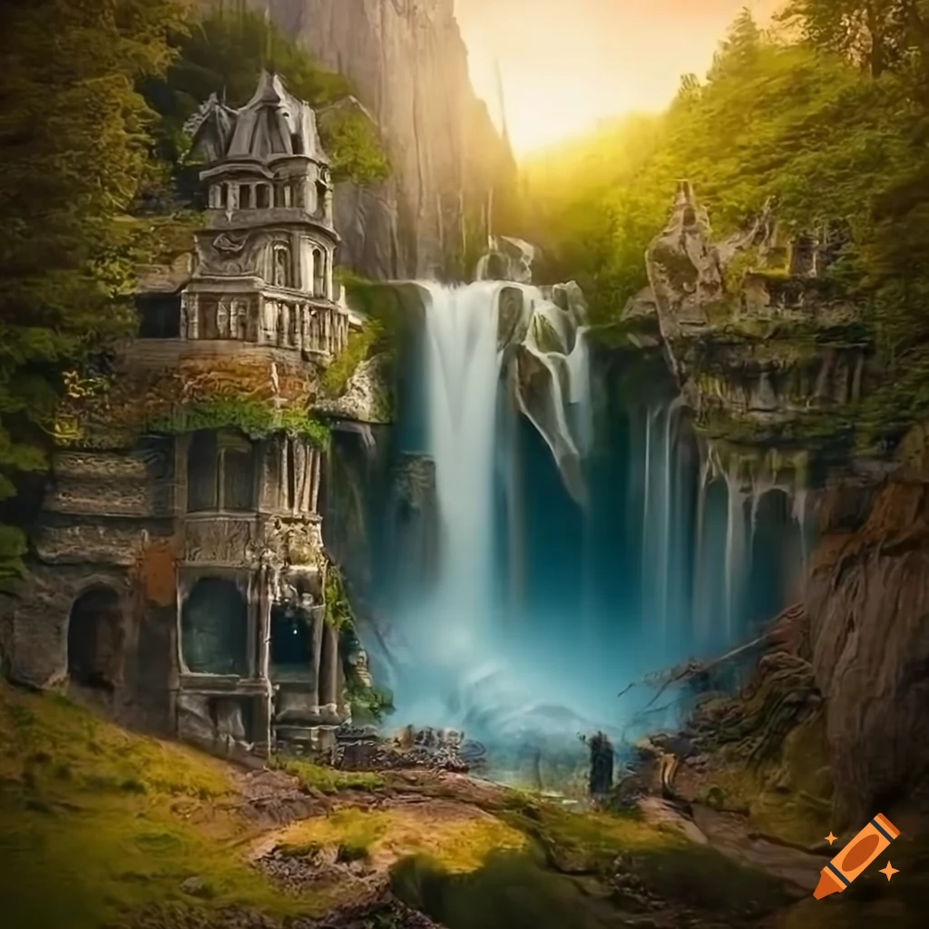 A highly detailed, breathtaking realistic of image of rivendell, a