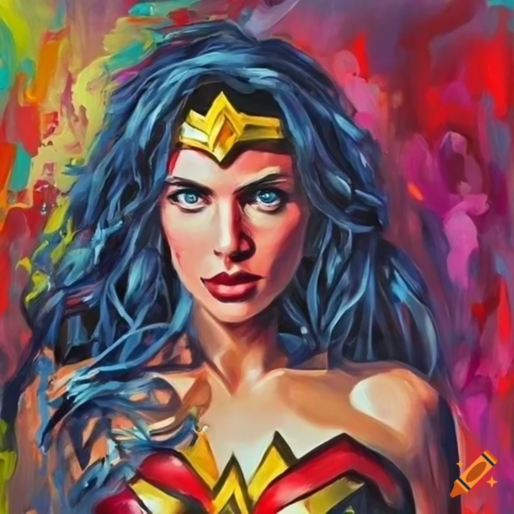 Abstract painting of wonder woman oil painting strong full body