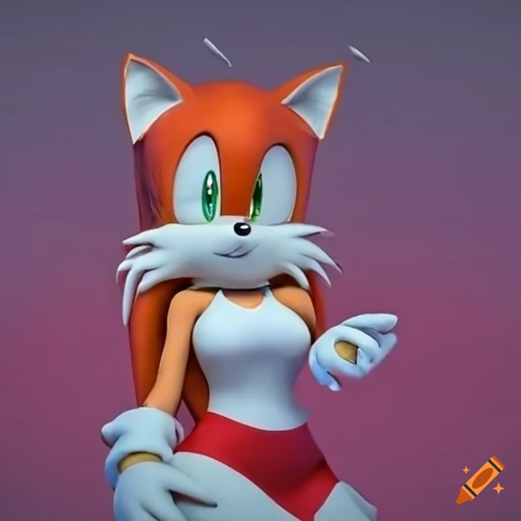 Female tails from sonic the hedgehog in a stylish red dress