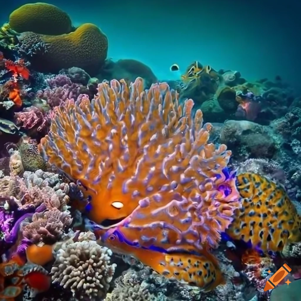 A captivating underwater photograph showcasing a vibrant coral reef ...
