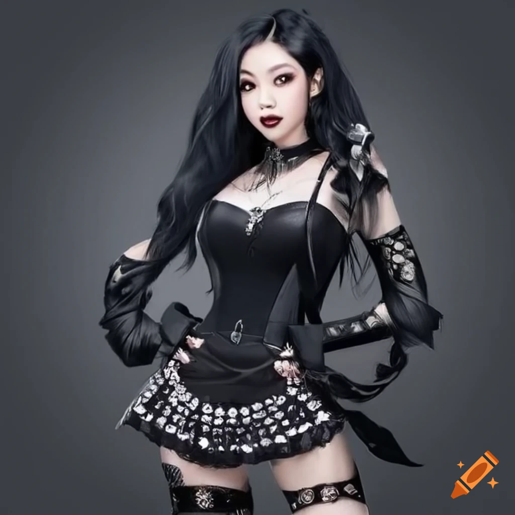 An attractive goth asian girl on Craiyon