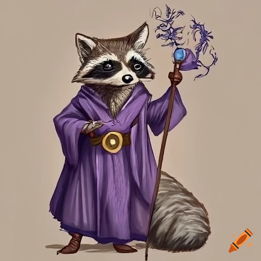 Raccoon wizard on Craiyon
