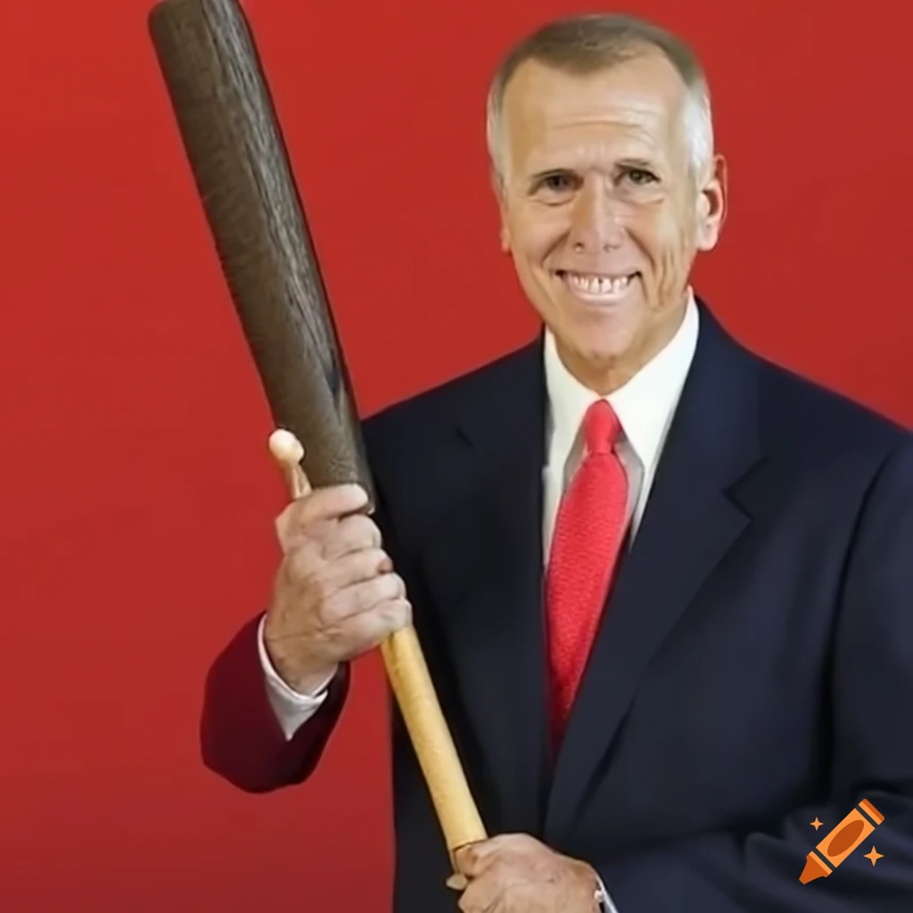 Thom tillis holding baseball bat