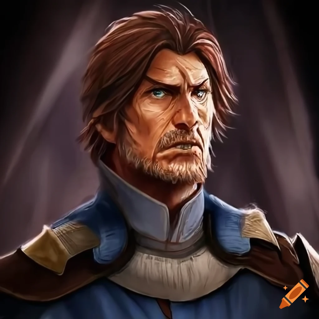 Qui gon jinn fusion trevor belmont elderly as blue templar armor monk
