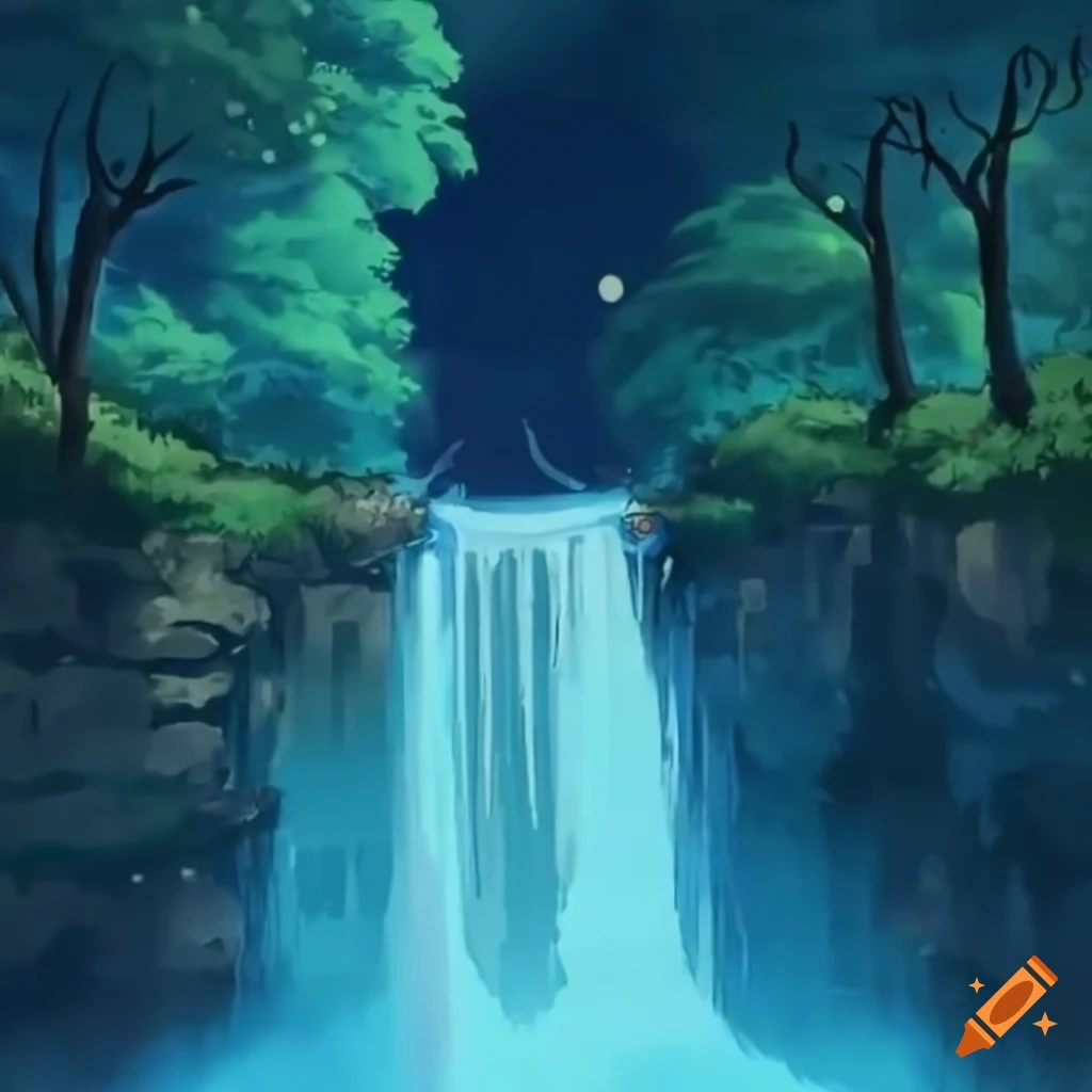 anime scenery waterfall gif | WiffleGif