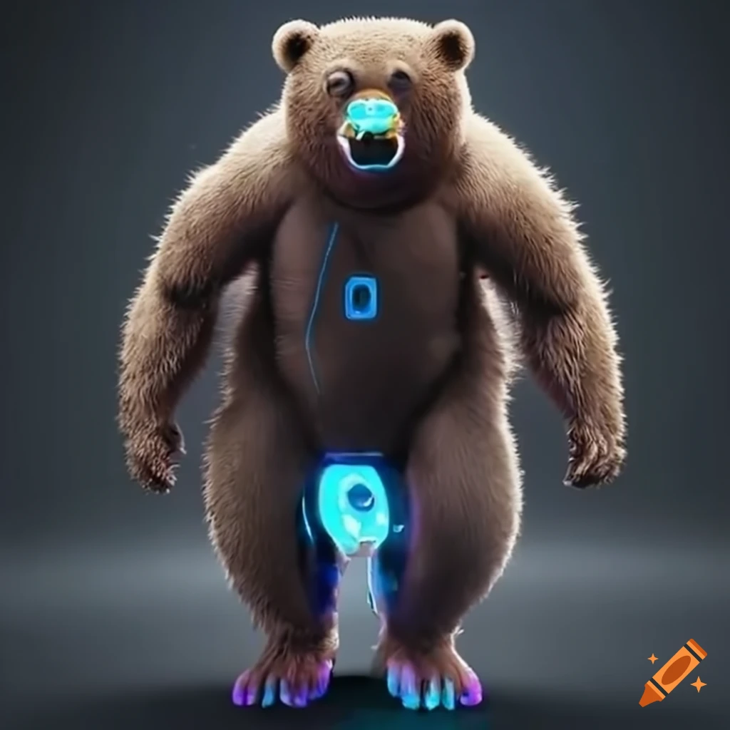 Tech bear completing himself with electronic parts full body on Craiyon
