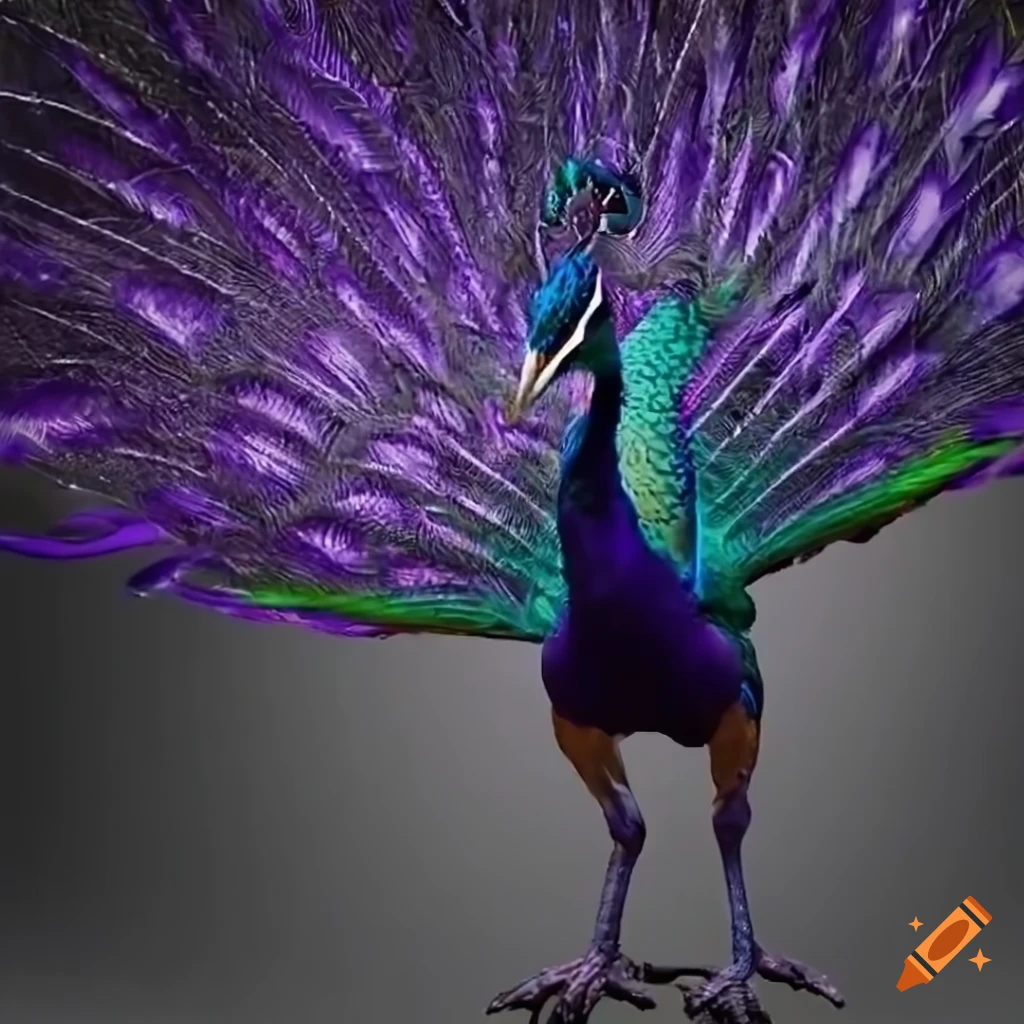 Unreal engine 5 purple-dark purple phoenix-peacock bird with parrot ...