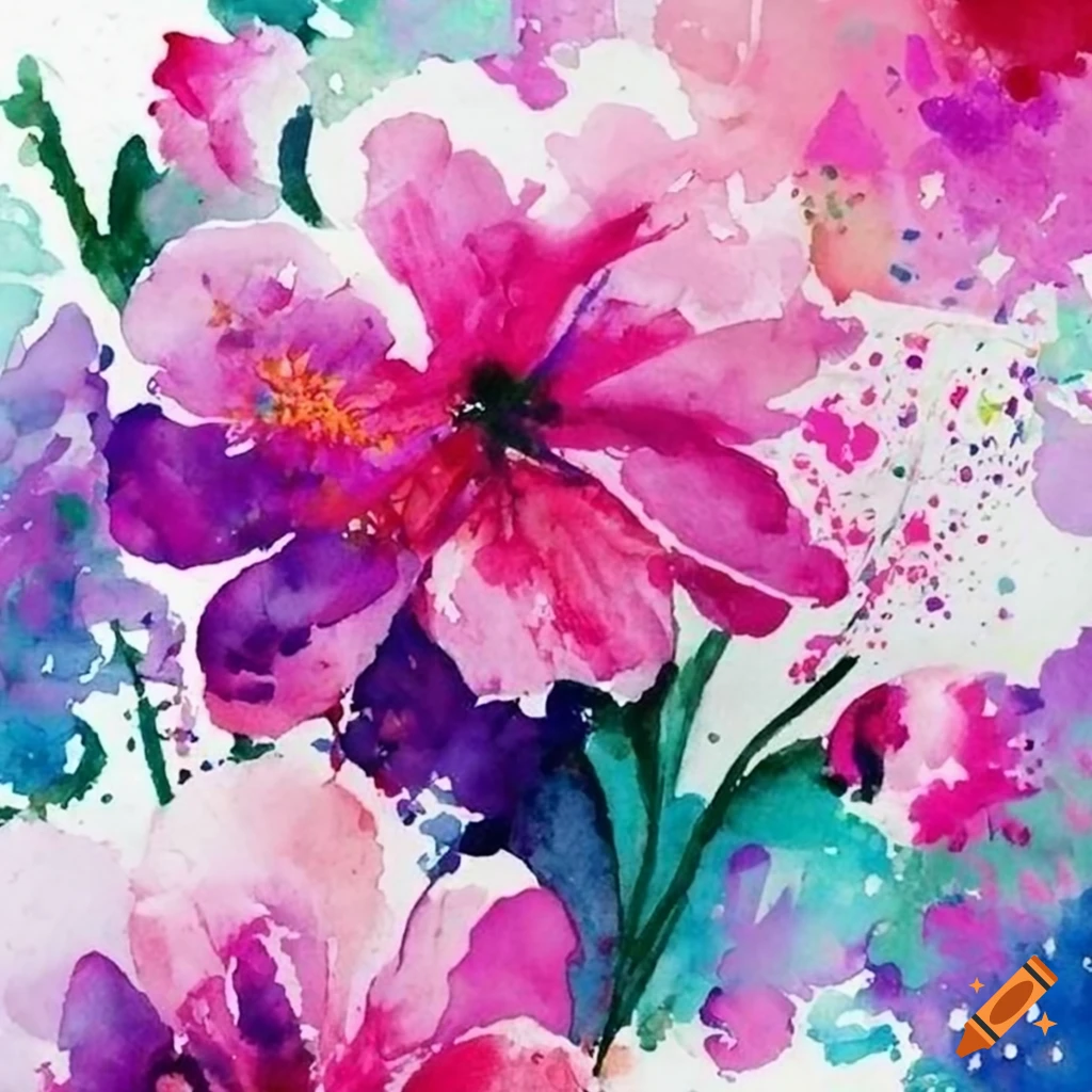 Illustration Pink flowers, watercolor painting