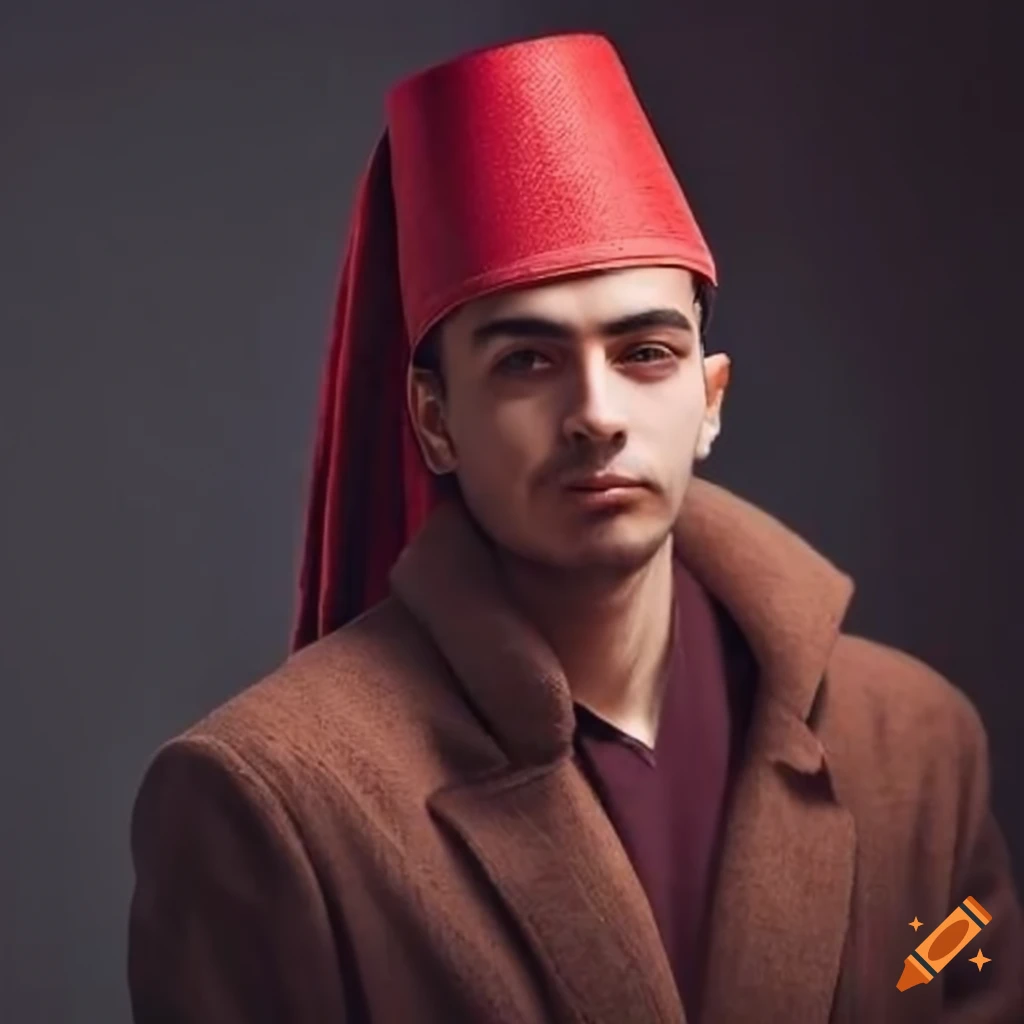 A young man wearing a traditional turkish fez hat
