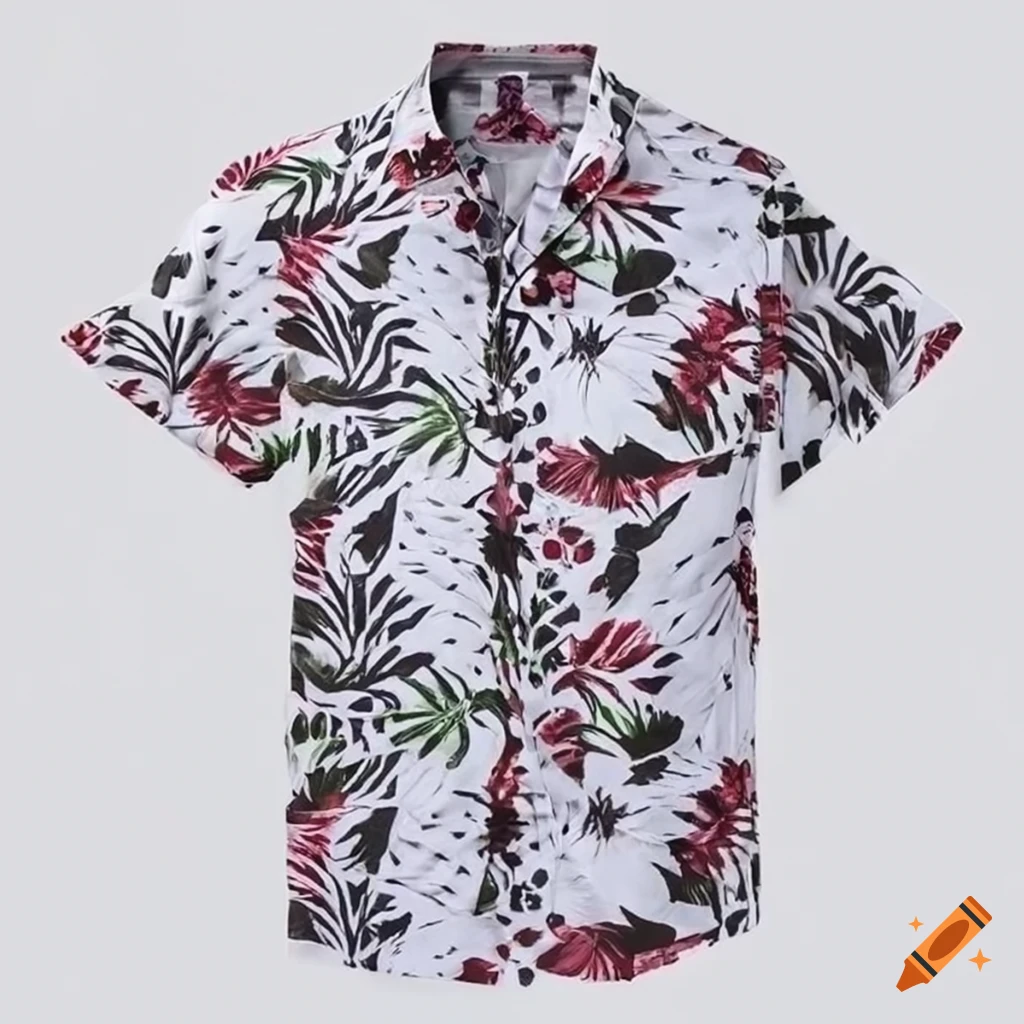 Men's short sleeved tropical shirt white background product