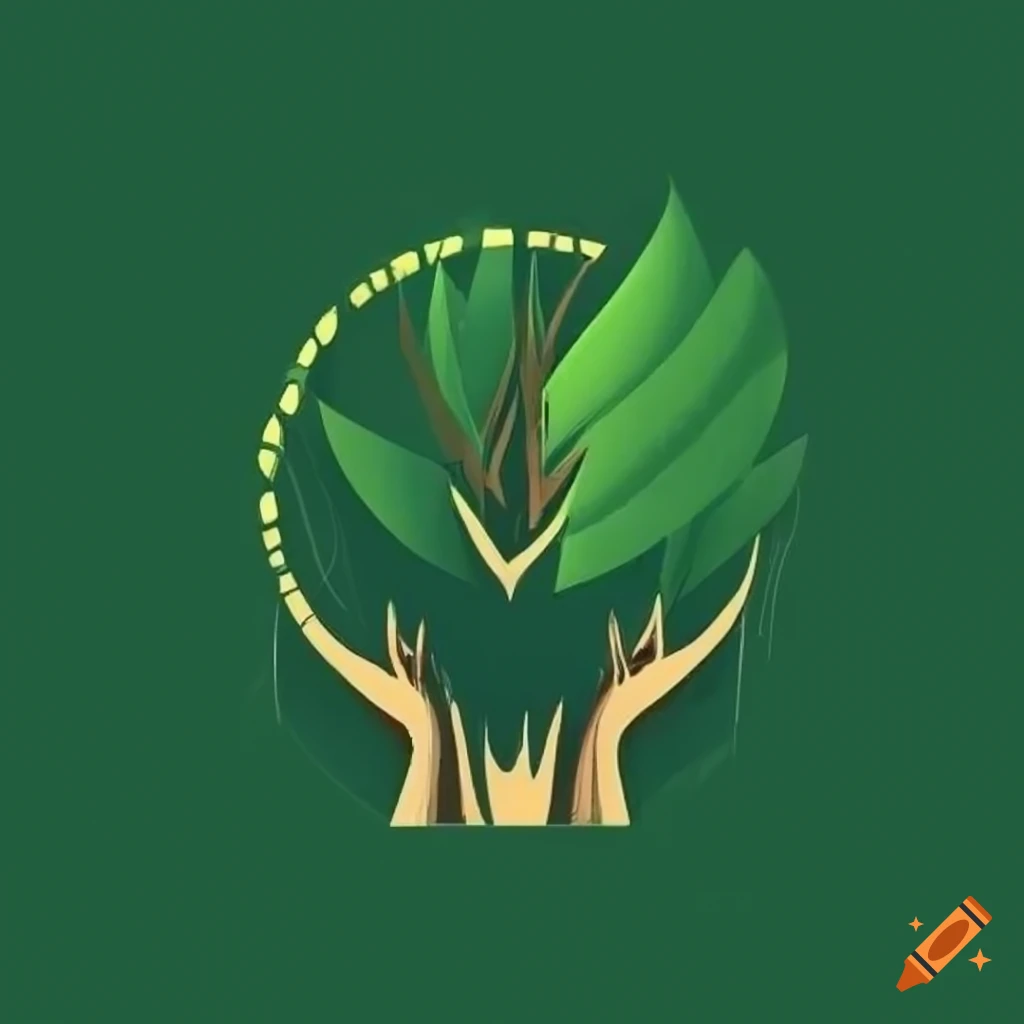 a woman protecting a tree, logo