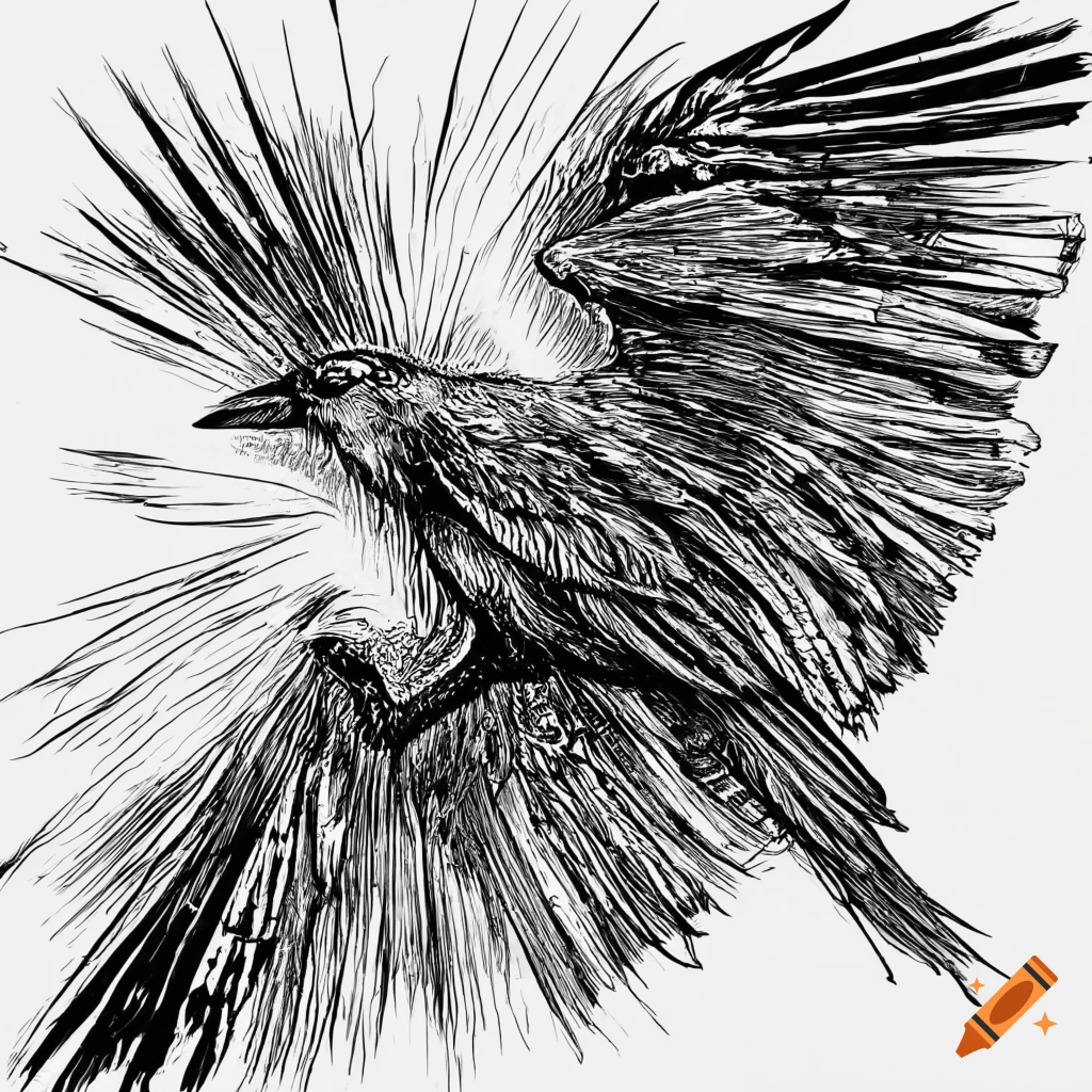 flying raven sketch