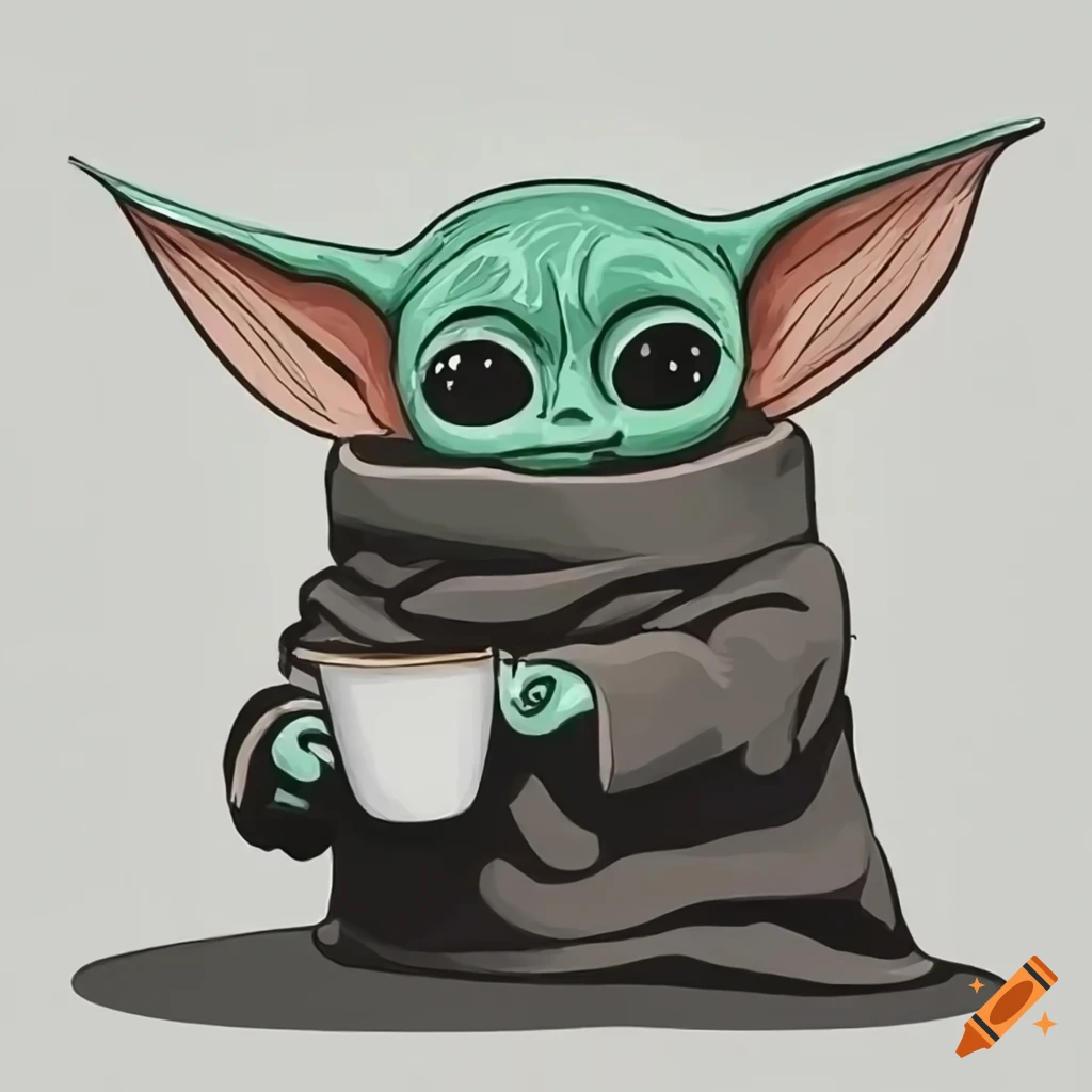 Grogu Baby Yoda Drinking from Cup