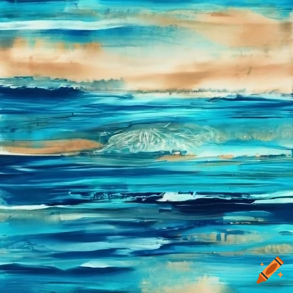 Abstract Sea Waves Painting: Acrylic Paint + Sugar - Mixed media art 🌊✨ 