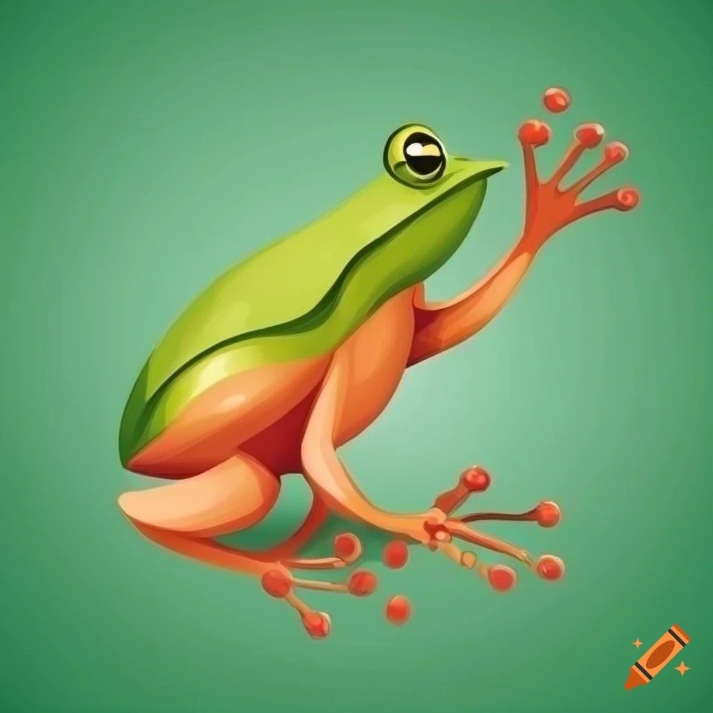 Illustration of frog in side view on Craiyon