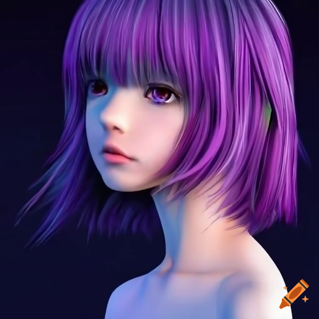 3d render of a melancholic anime girl with bangs