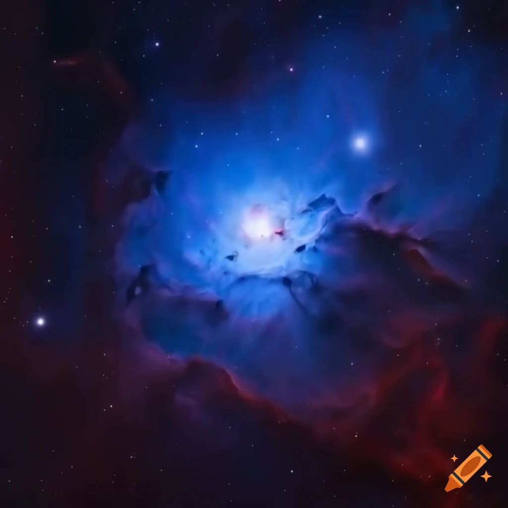 Dark blue red nebulae in space photorealistic detailed 4k