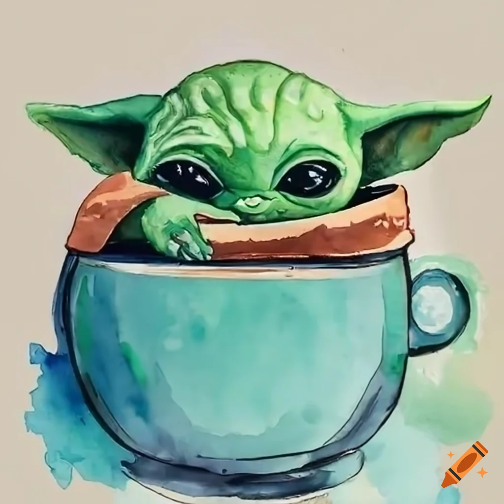 Baby Yoda Drinking Blue Milk Illustrations Of Baby Yo vrogue.co