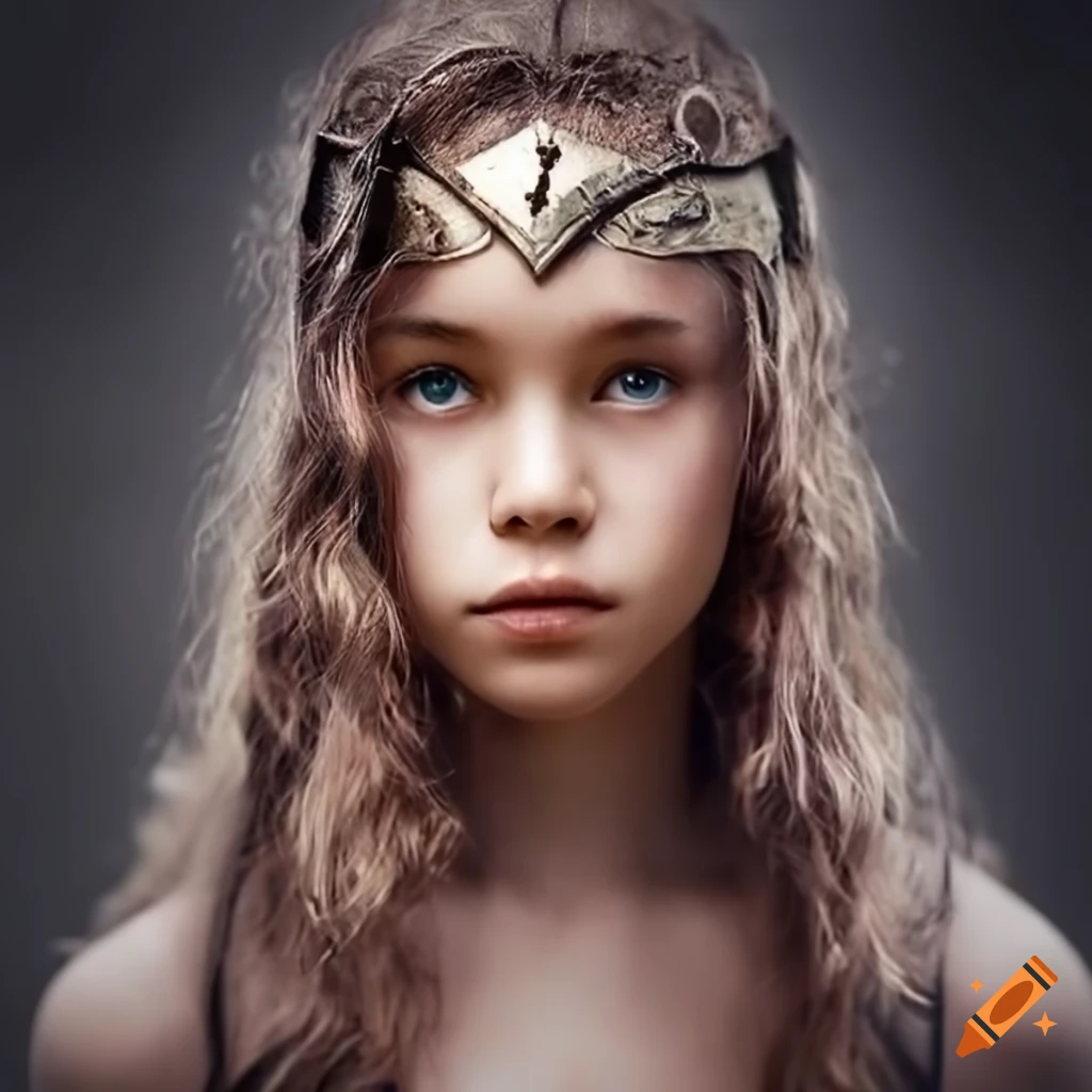 Amazon Warrior Girl Age 12 Gray Background 1386