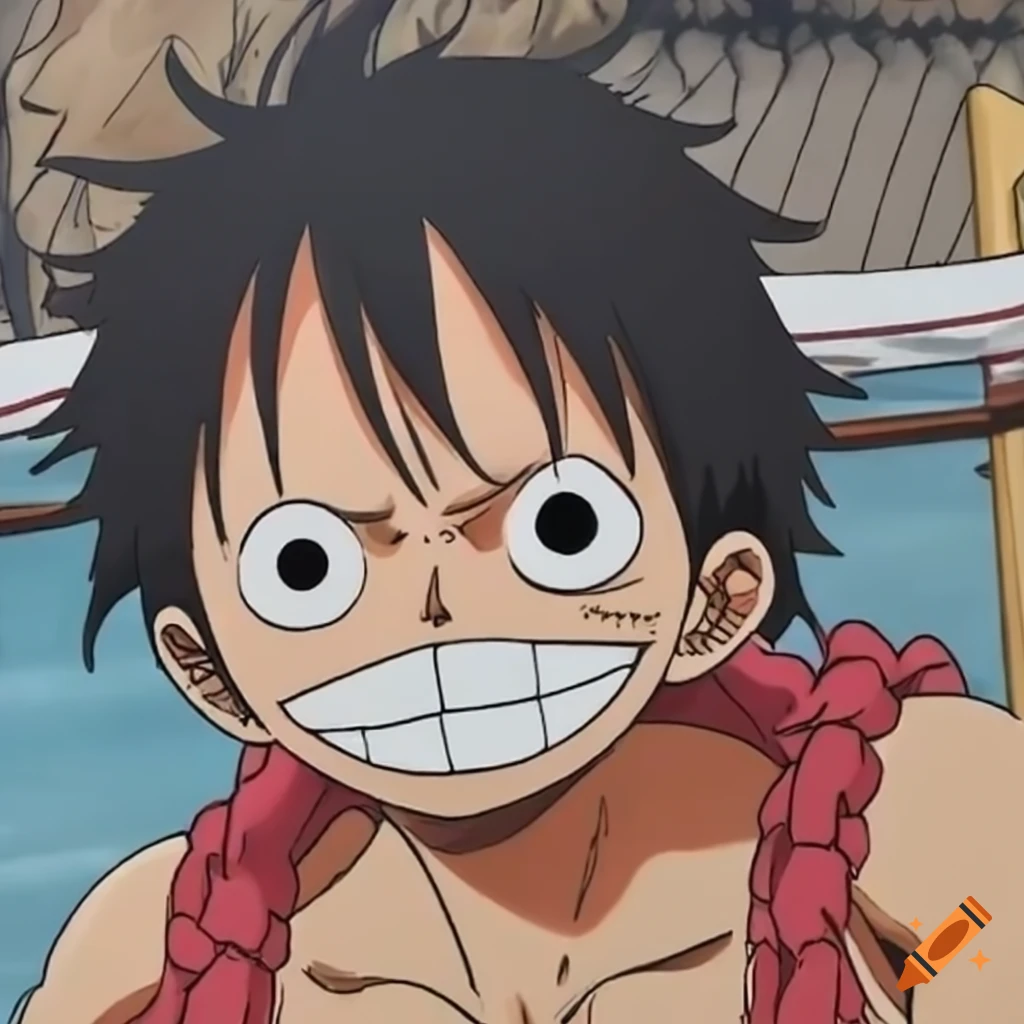 Luffy of one piece sleeps on a ship
