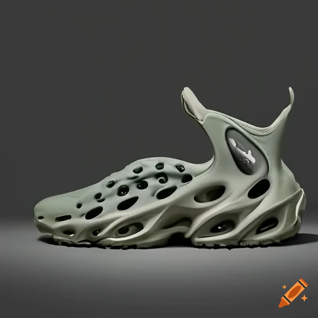 Side view. futuristic alien foam yeezy hiker shoe collaboration with ...