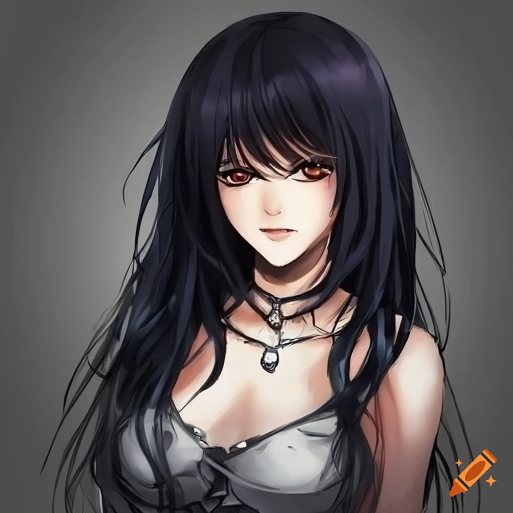 Gorgeous Hispanic Anime Girl With Black Hair And Hazel Eyes In Death Note Art Style On Craiyon