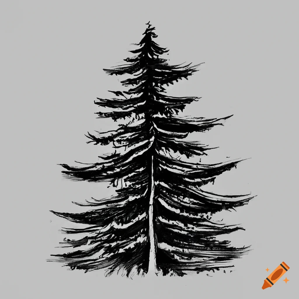 Fir. Pine. beautiful Christmas tree. Christmas. Winter. Nature in details.  Drawing. Stock Illustration | Adobe Stock