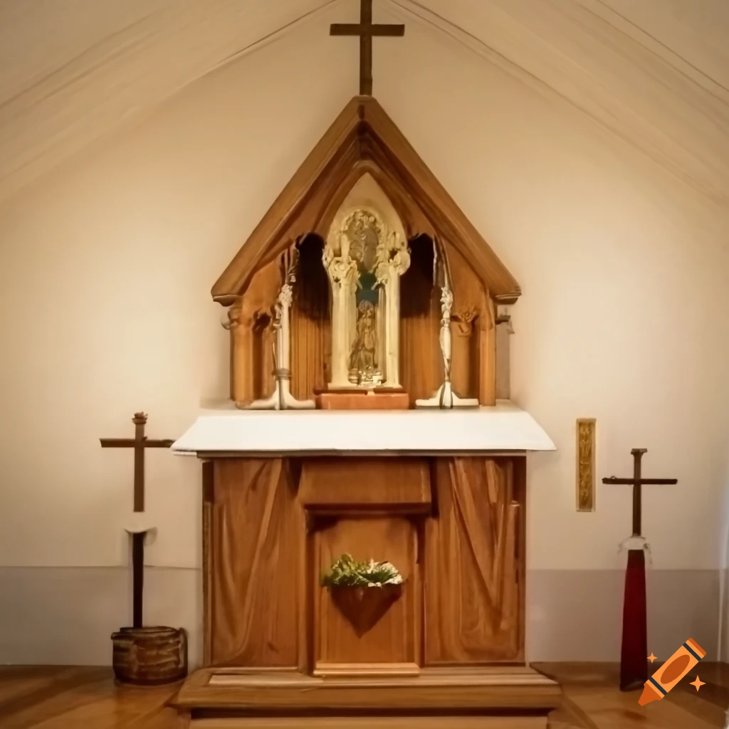 Simple traditional catholic altar for small church