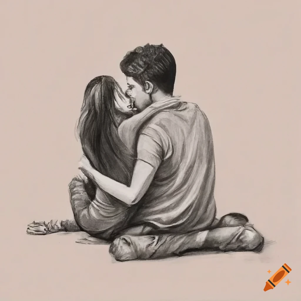 Romantic Couple Pencil Drawing-saigonsouth.com.vn