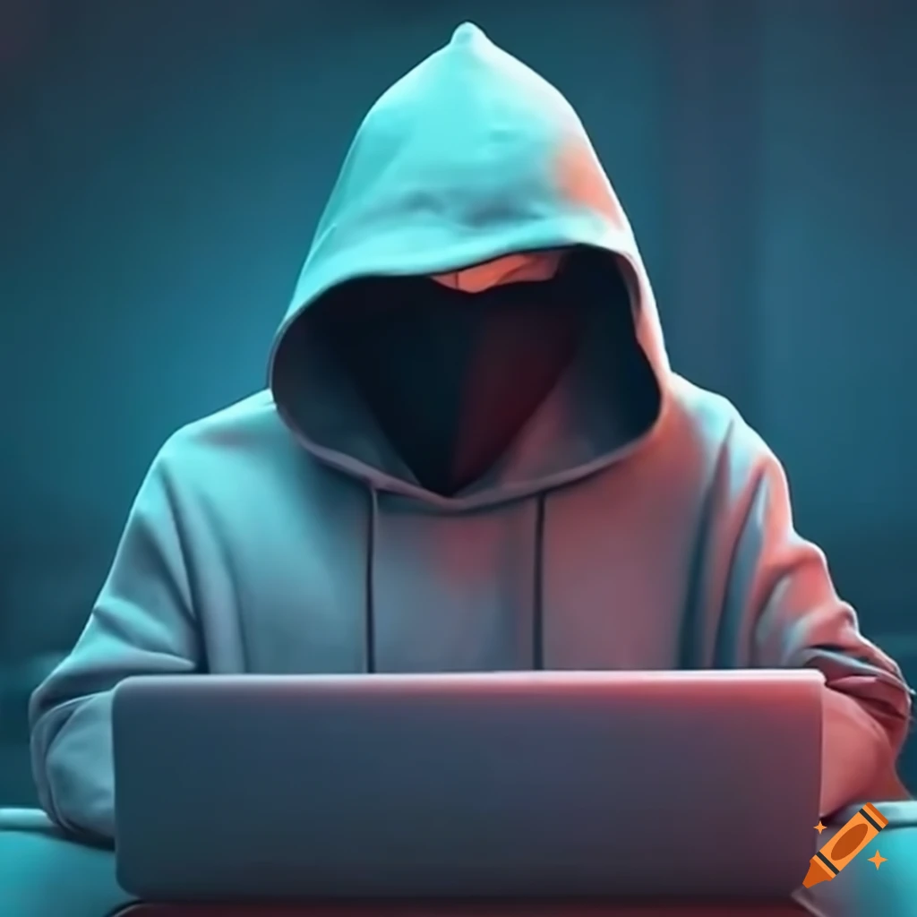 Laptop gamer in hoodie taking off their mask that was on their face