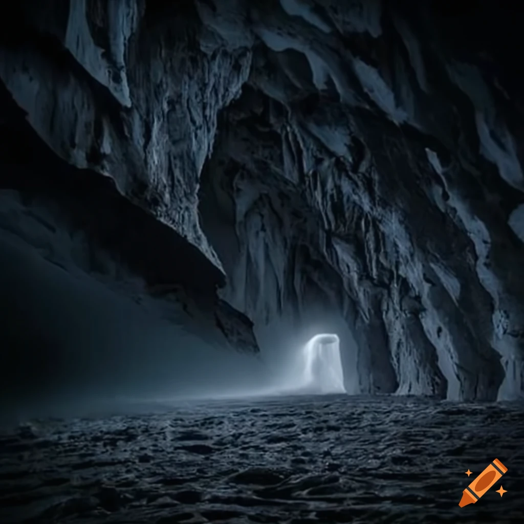Une grotte sombre en antarctique on Craiyon
