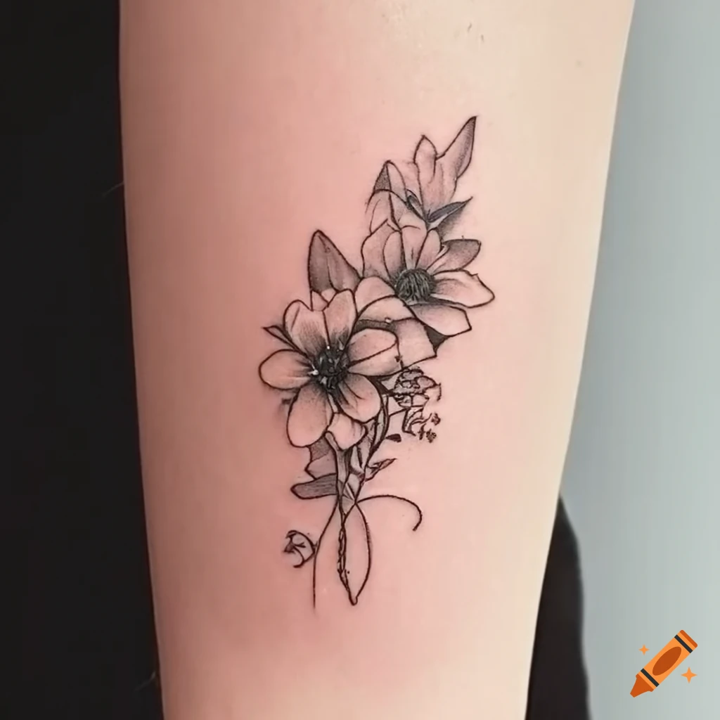 Fine Line Flower Tattoo On Craiyon
