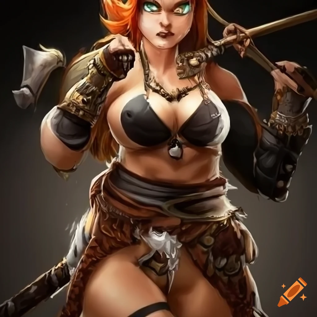 Female barbarian panda on Craiyon