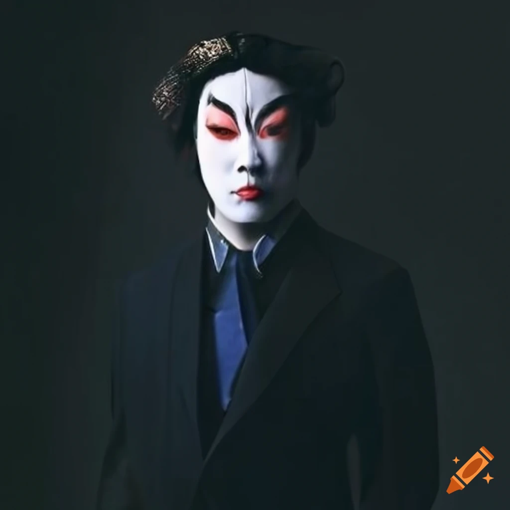 Kabuki actor in a suit