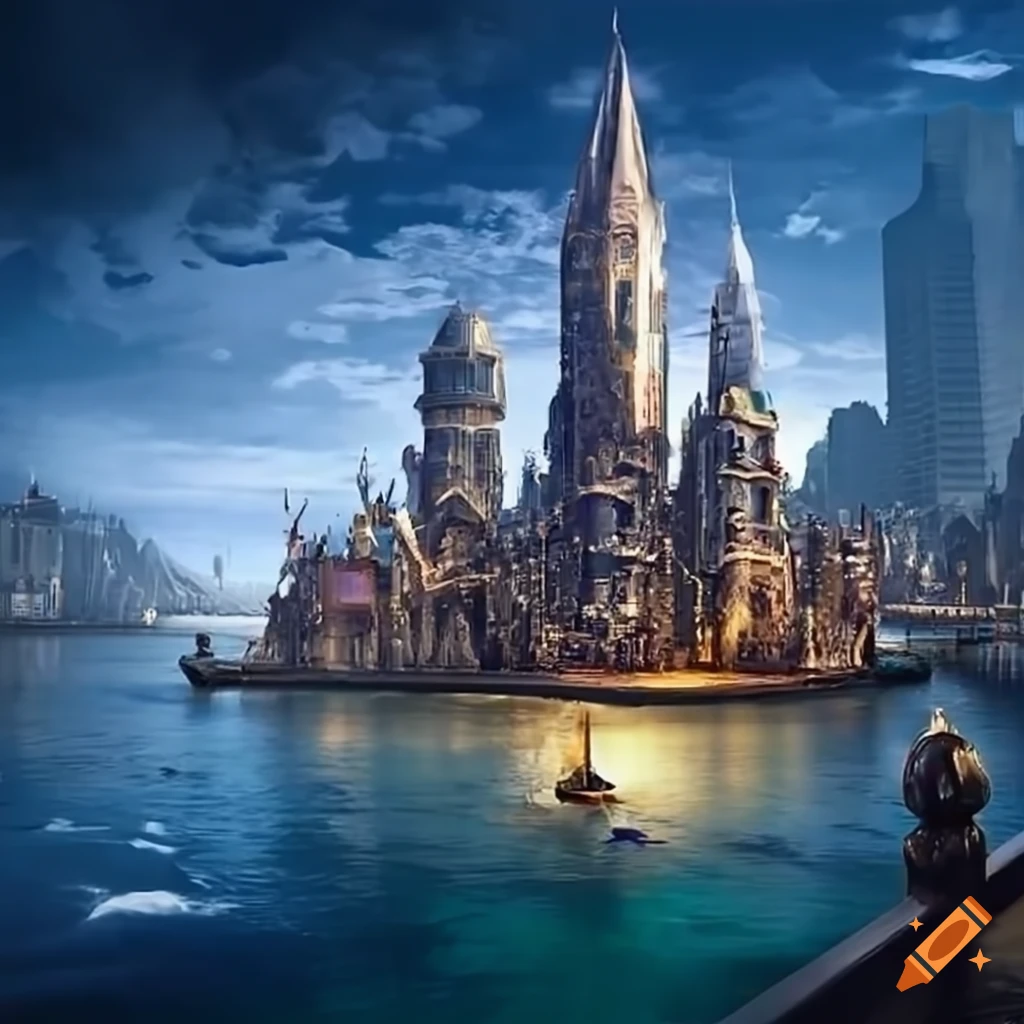 Fantasy harbour city on Craiyon