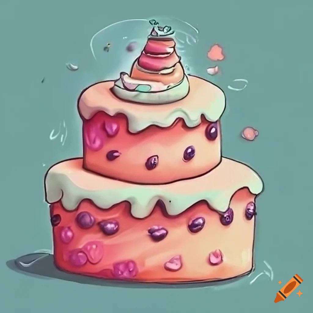 Premium Vector | A cartoon drawing of a cake with a cherry on top.-saigonsouth.com.vn