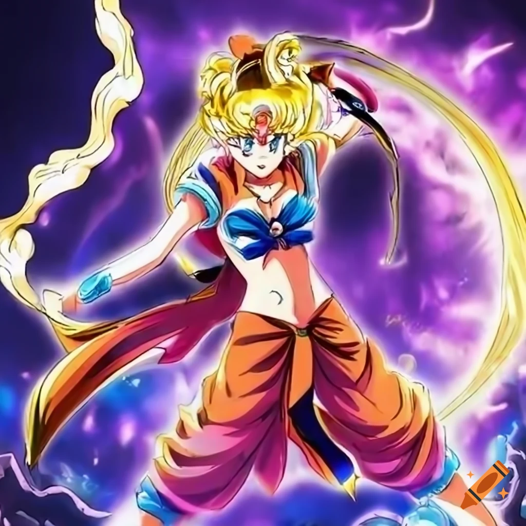 A fusion of Goku and Sailor Moon, high quality