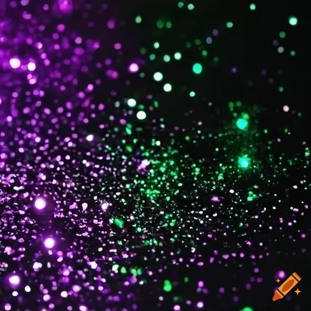 Black background with a little white, green and purple glitter on Craiyon