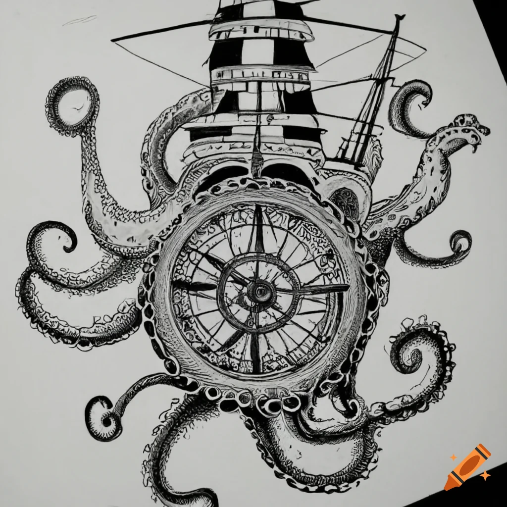 Pirate Ship - hand painted tattoo by starbuxx on DeviantArt