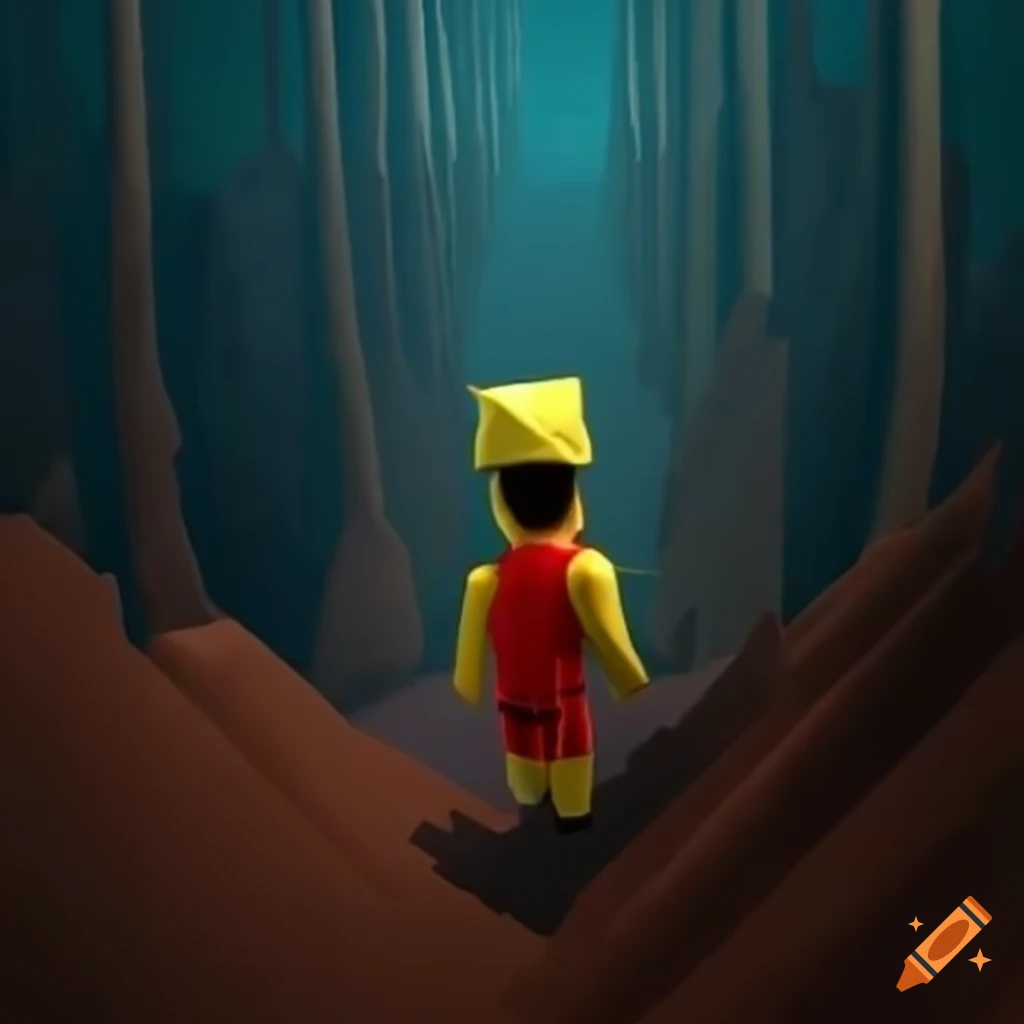 Roblox player climbing a hill from the back