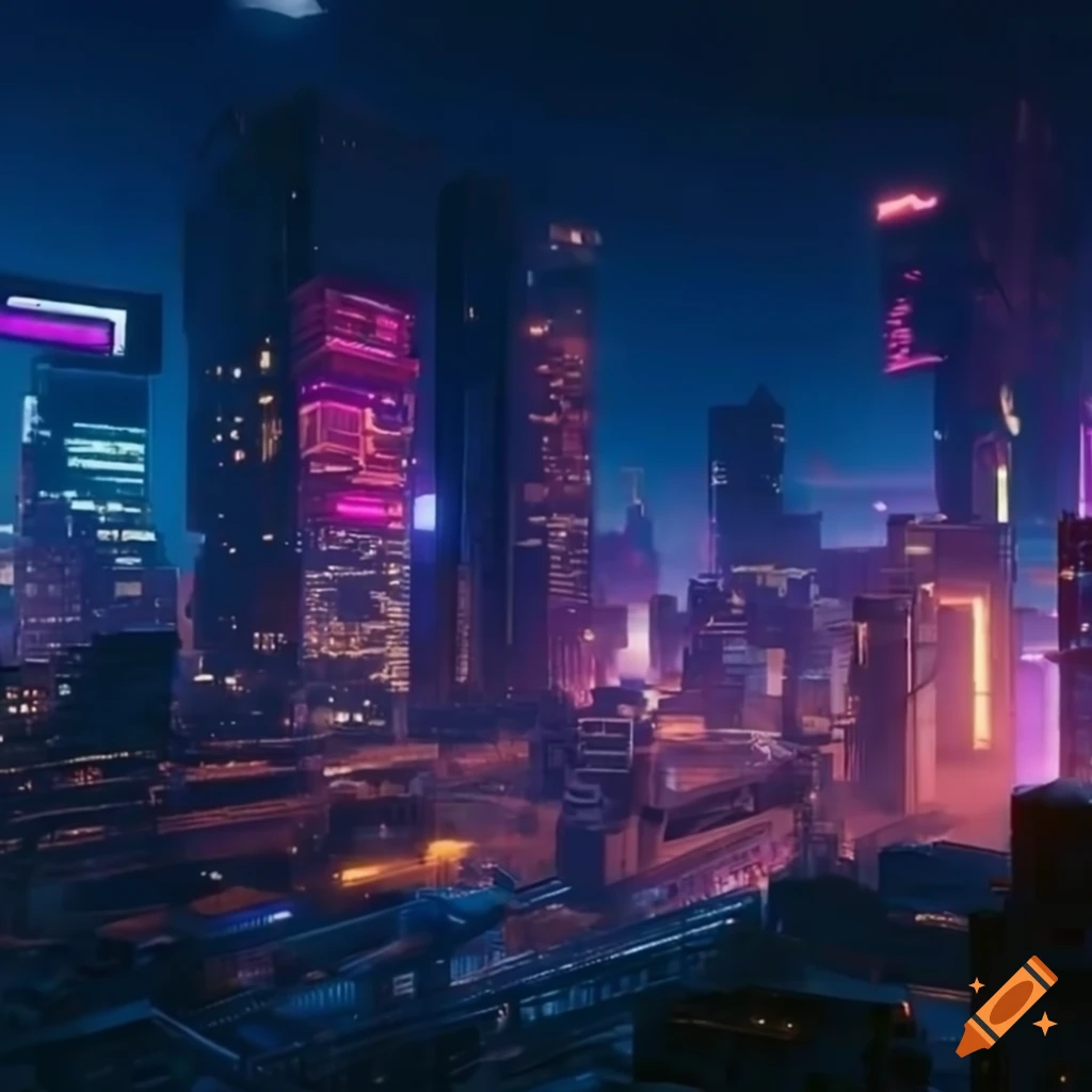 City skyline, daytime, cyberpunk 2077