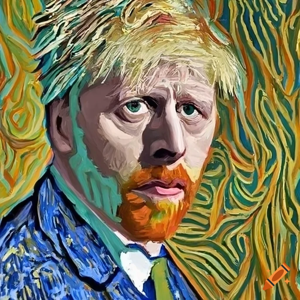 artistic interpretation of Boris Johnson in Van Gogh's style
