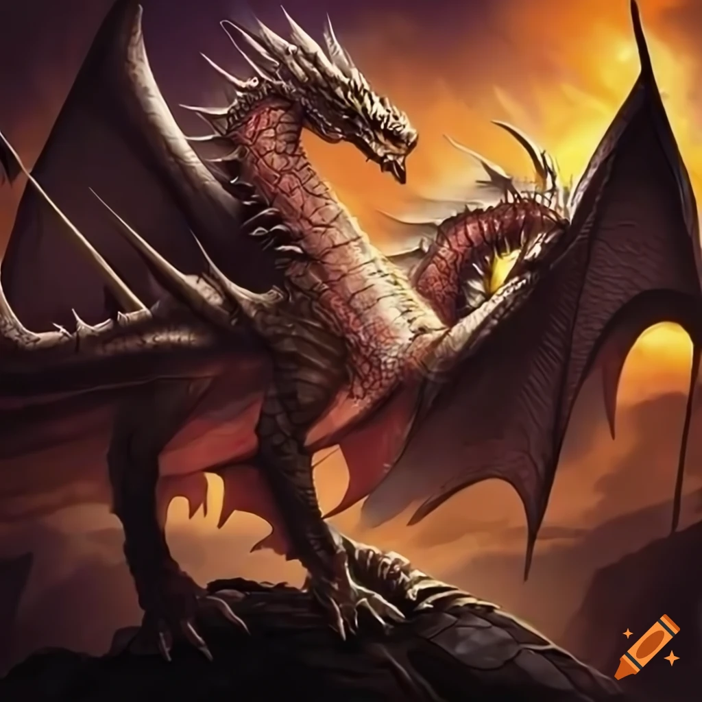 Group of dragons in a fierce battle, fantasy style