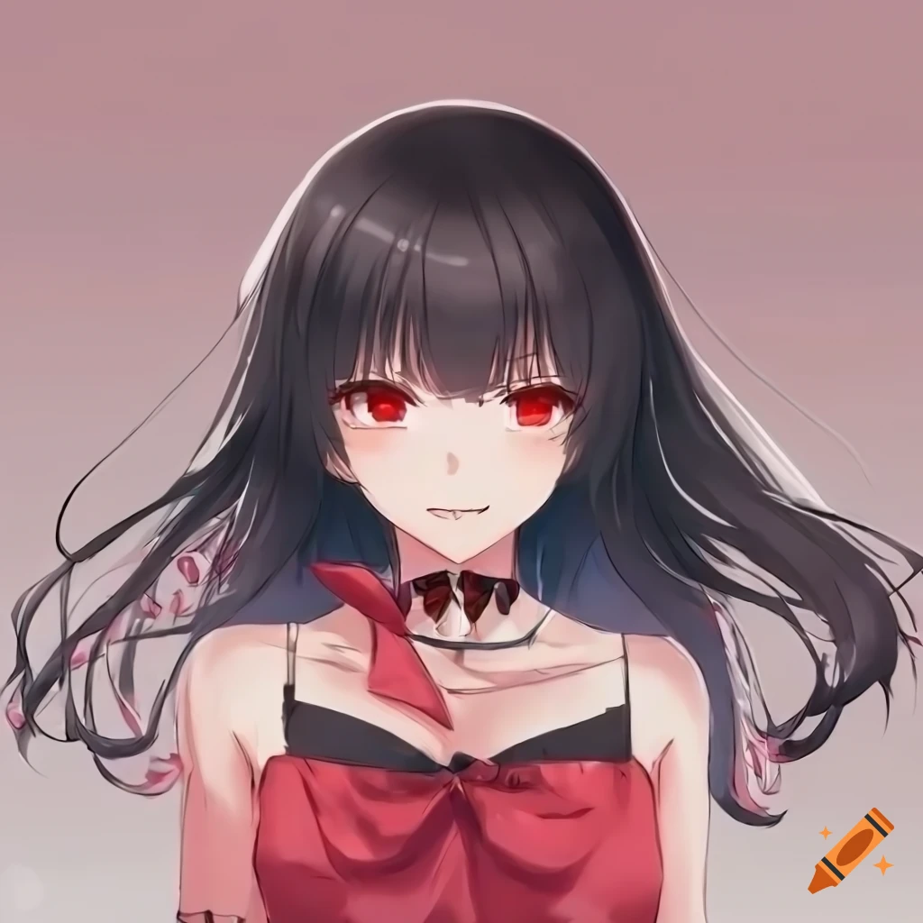 Anime red eyes black hair