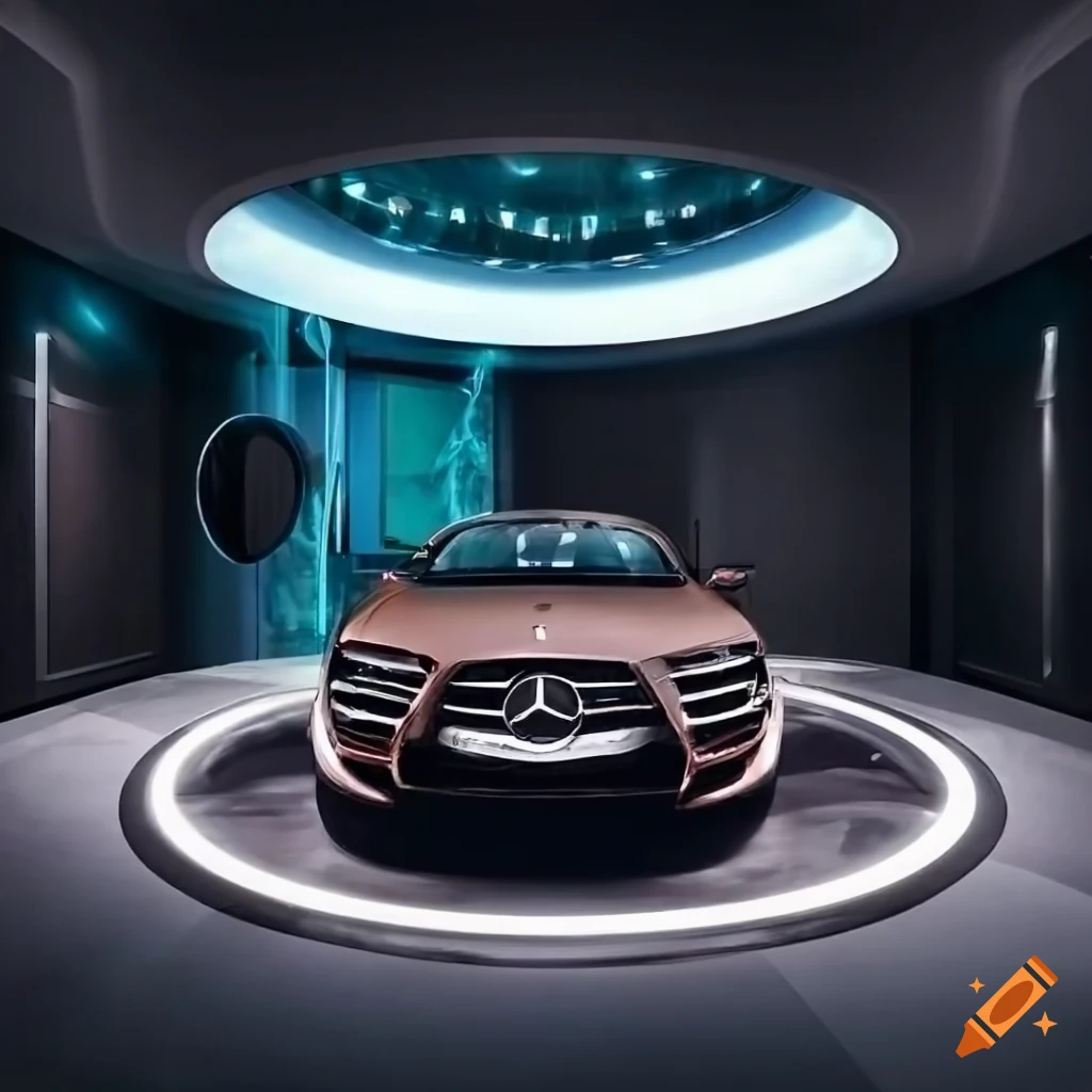 imagine modern interior design for modern car show room , the space is 9.50  meter by 6.50