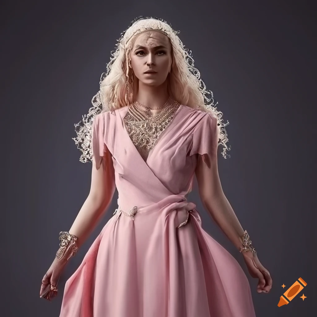 Extremely detailed fantasy, game of thrones style light pink wrap