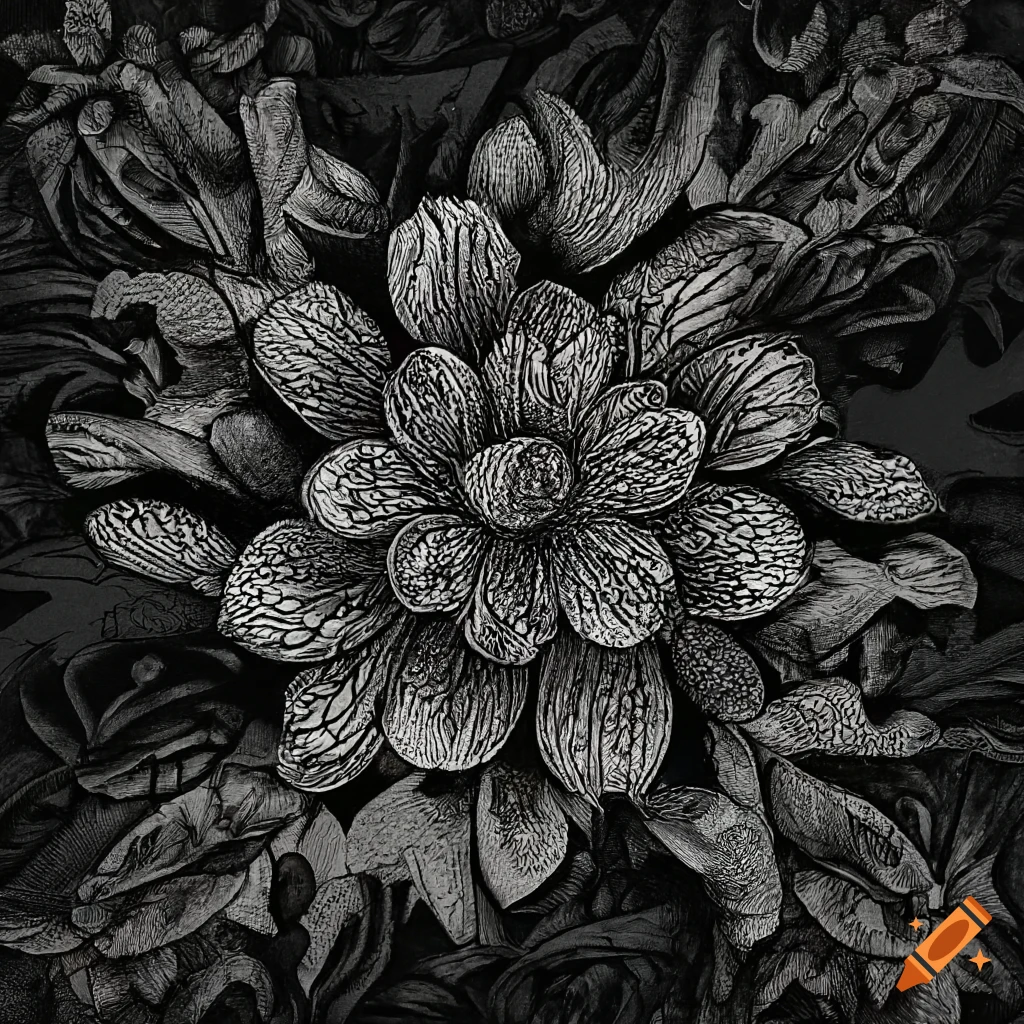 A hand drawing of flowers, on a ole paper colrish background. the flowers  have a contour in black, not too thick. the art is a little bit inspired by  old japanese art